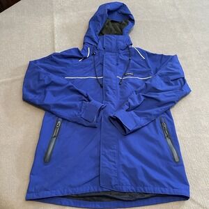 Land's End Hooded Stadium Parka Mens Jacket Blue Small‎ 34-36 Waterproof